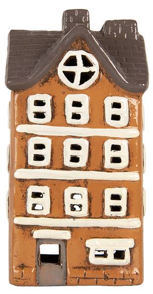 Teelichthalter Haus Toulouse Orange - Keramik - 10 x 23 x 12 cm