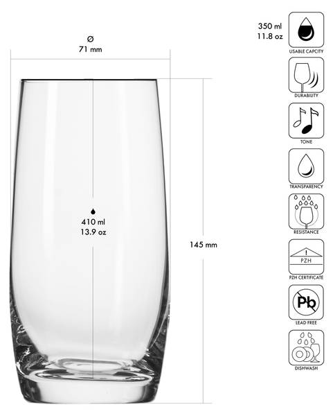 Longdrinkgläser Blended (Set 6) Klarglas - 8 x 15 x 8 cm