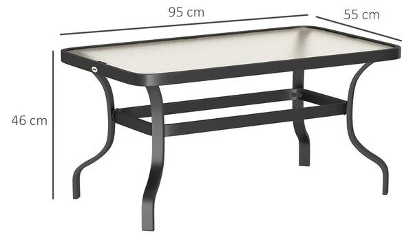 Couchtisch 84G-655V00BK Schwarz - Sicherheitsglas - 55 x 46 x 95 cm