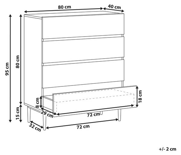 Commode BLYTHE zwart - bruin - plaatmateriaal op houtbasis - 80 x 95 x 40 cm