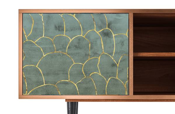 TV-Lowboard T2 Walnuss Blau - Holzwerkstoff - 170 x 69 x 48 cm