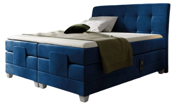 Boxspringbett Elektrisch FRANCO Dunkelblau - Breite: 202 cm