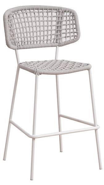 Garten Barhocker Außen  Leslie Seil Weiß - Naturfaser - 58 x 109 x 40 cm