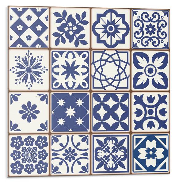Fliesen Dekor Kachel 4er Set 50 x 50 cm