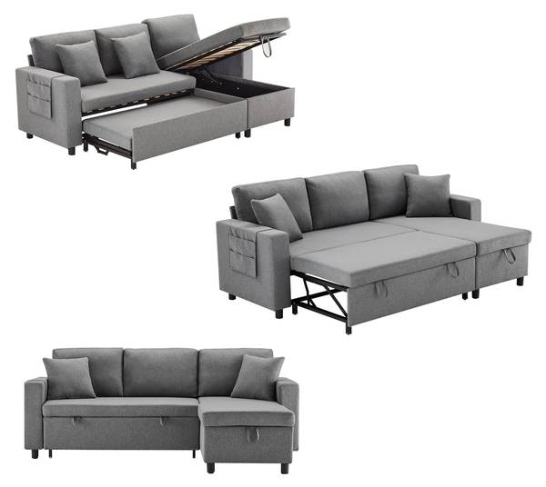 3-Sitzer-Sofa Mixed Grau - Textil - 143 x 83 x 220 cm