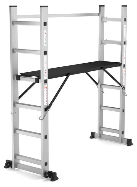 Gerüstleiter Omni Grau - Metall - 160 x 168 x 41 cm