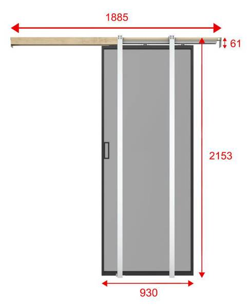 Schiebetür LINCI Schwarz - Metall - 93 x 205 x 93 cm