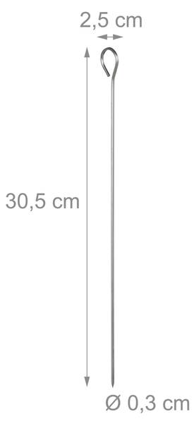 Schaschlikspieße aus Edelstahl 30er Set Silber - Metall - 3 x 31 x 1 cm