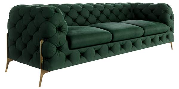Chesterfield Sofa 3-Sitzer Ashley Dunkelgrün