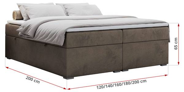 Boxspringbett BESS Kaffeebraun - Breite: 140 cm - H3
