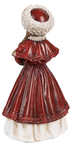 Beeld Meisje Xmas-Emmanuel rood - kunststof - 7 x 17 x 9 cm