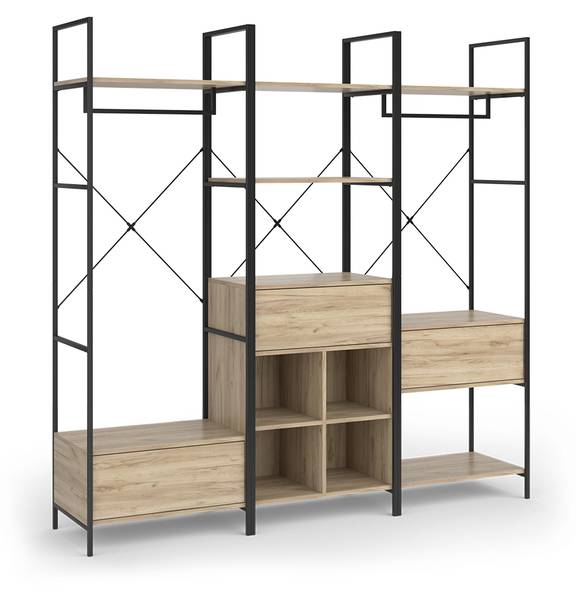 Garderobeset Enya 54349 bruin - plaatmateriaal op houtbasis - 60 x 180 x 40 cm