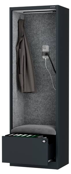 Akustikkabine Sally Schwarz - Grau - Metall - 60 x 185 x 40 cm