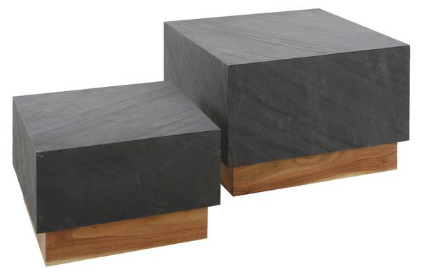 Couchtisch BLOX Schwarz - Stein - 58 x 40 x 58 cm