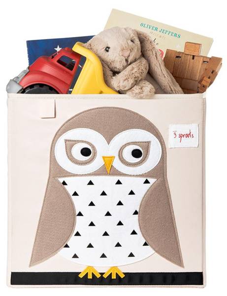 Spielzeug-Aufbewahrungsbox Eule Tiny Beige - Textil - 33 x 33 x 33 cm