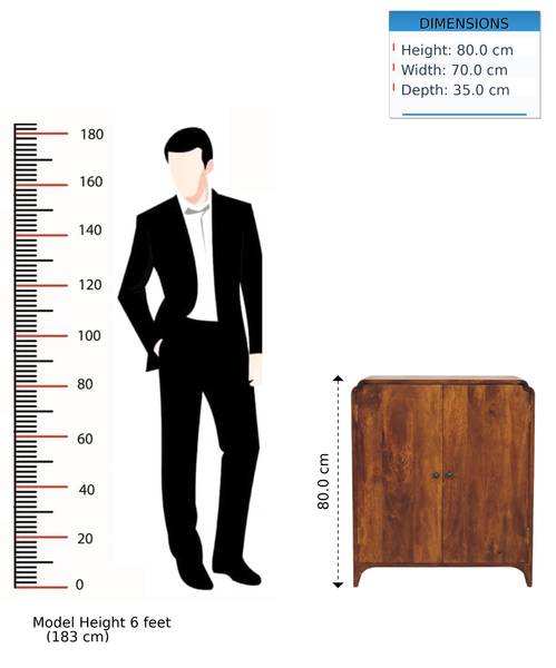 Kast Newton bruin - mango - messing - 70 x 80 x 35 cm