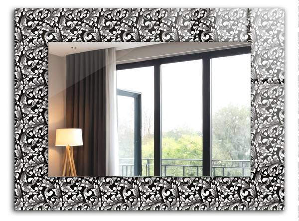 Wandspiegel Schwarz-weiße Ornamente Höhe: 80 cm