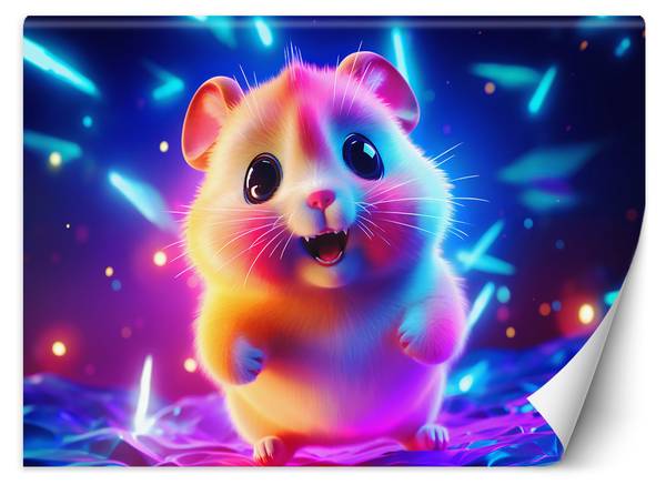 Papier peint, Hamster en néon 150 x 105 cm