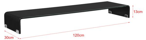 Réhausseur d'écran Pretoria en verre Noir - Verre - 120 x 13 x 30 cm