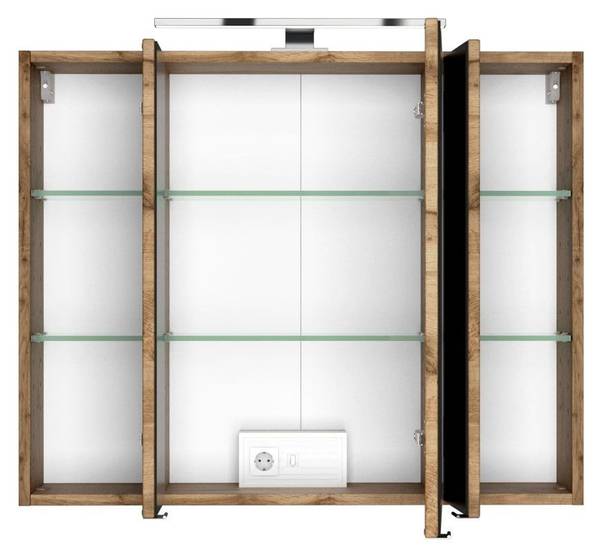 Spiegelschrank LAURIA-03-4 Braun - Spiegelglas - 80 x 64 x 20 cm