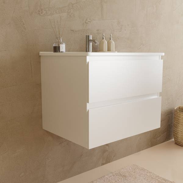 Badezimmerset Verona 3-Teilig Hochglanz Weiß - Breite: 60 cm