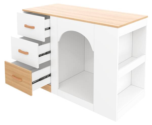 Kücheninsel BANAT44 Ⅲ Weiß - Holzwerkstoff - 60 x 90 x 120 cm