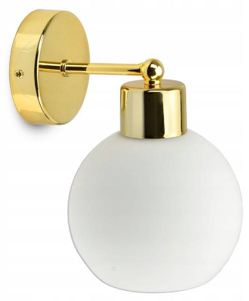 Goldene Milchglas Wandleuchte I Gold - Weiß - Farbglas - 14 x 22 x 19 cm