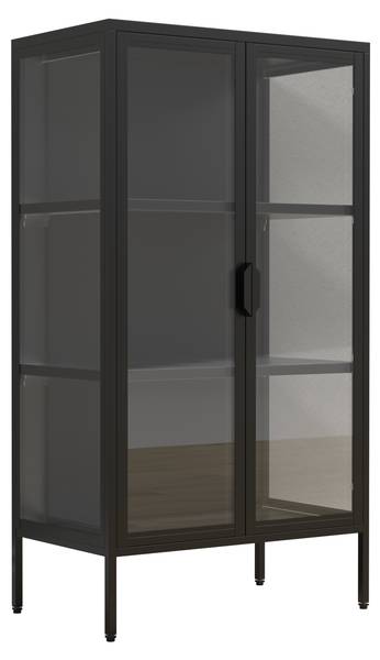 Standvitrine Floka Schwarz - Glas - Metall - 60 x 110 x 35 cm