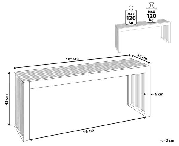 Gartenbank BELLANO Braun - Massivholz - 105 x 43 x 35 cm