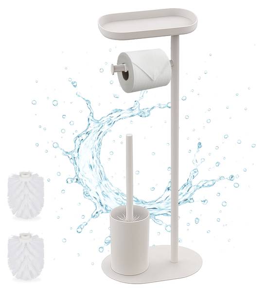 Toiletbutler met bakje wit - ijzer - 23 x 65 x 17 cm