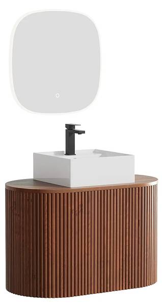 Einzelwaschtisch TOWARI Braun - Holz teilmassiv - 90 x 56 x 50 cm