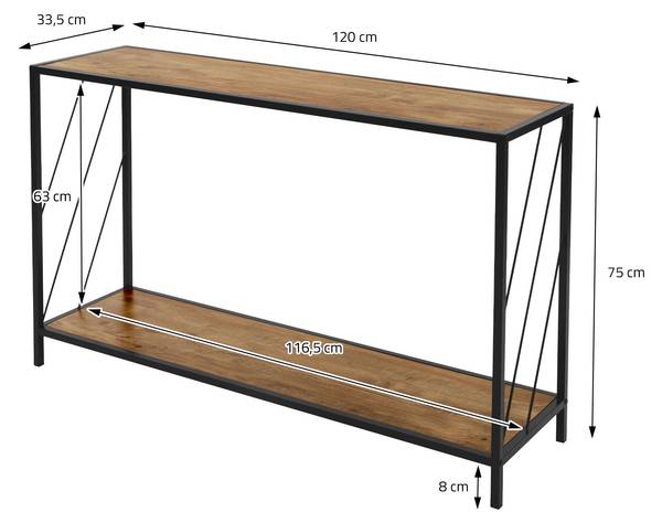 Konsolentisch 490014875 Schwarz - Braun - Samt - 34 x 75 x 120 cm