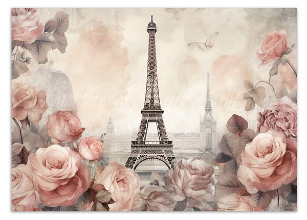Fototapete Shabby Chic Eiffelturm 300 x 210 cm