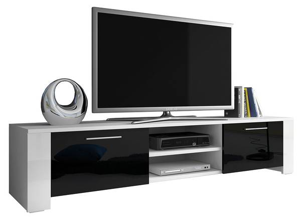 TV-Lowboard IX Hochglanz Schwarz - Weiß