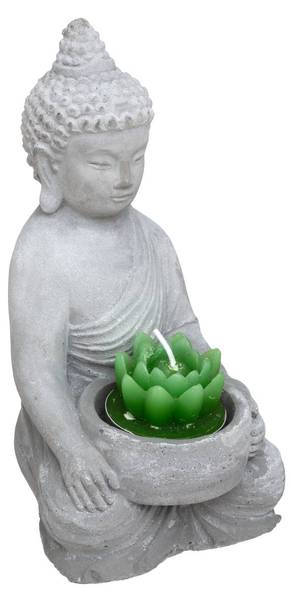 Teelichthalter BOUDDHA Grau - Stein - 8 x 16 x 10 cm