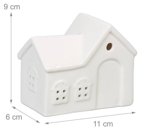 Photophore en forme de maison Blanc - Céramique - 11 x 9 x 6 cm