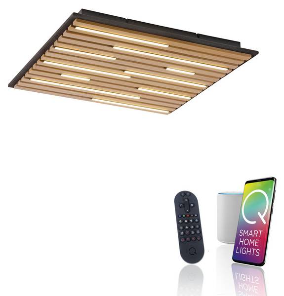LED Deckenlampe Q-AKUSTIK Echtholz 62 x 62 cm
