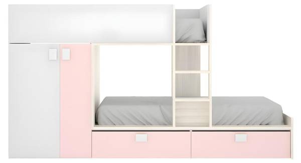 Etagenbett JUANITO Pink - Holz teilmassiv - 108 x 150 x 275 cm