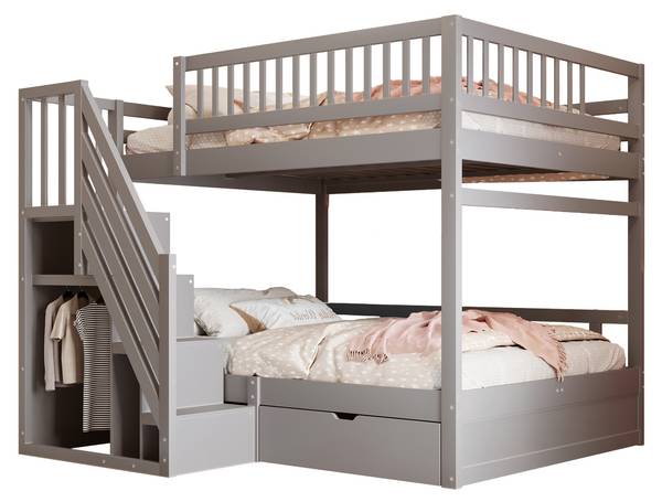 Etagenbetten K-608 Grau - Holzwerkstoff - 140 x 174 x 200 cm
