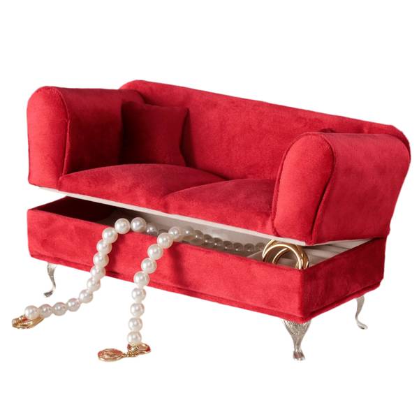 Schmuckkasten Canape Rot - Metall - Kunststoff - Textil - Holz teilmassiv - 10 x 13 x 22 cm
