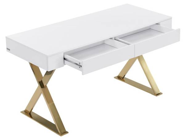 Schreibtisch PLEISA Weiß - Holz teilmassiv - 60 x 75 x 140 cm