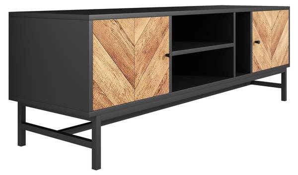 TV-Lowboard Marlene Schwarz - Braun - Stahl - 150 x 55 x 38 cm