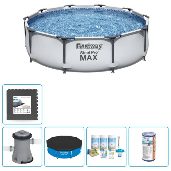 Schwimmbad-Set 5640813 (6-teilig) Grau - Kunststoff - 305 x 76 x 305 cm