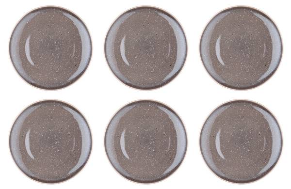 Bord STELLAR set van 6 grijs - keramiek - 27 x 3 x 27 cm