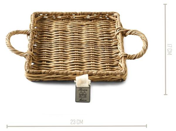 Tablett Rustic Rattan Mini Braun - Weide - 17 x 2 x 17 cm