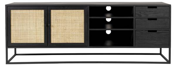 Beistelltisch LI Schwarz - Massivholz - 38 x 55 x 150 cm