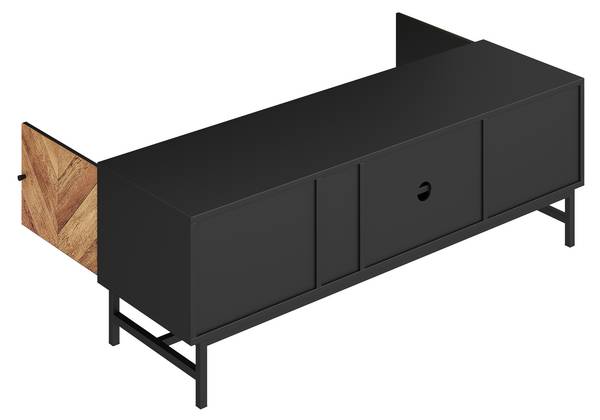 TV-Lowboard Marlene Schwarz - Braun - Stahl - 150 x 55 x 38 cm