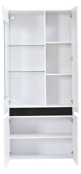 Vitrine Ourea Ⅴ Weiß - Holzwerkstoff - Glas - 80 x 180 x 35 cm