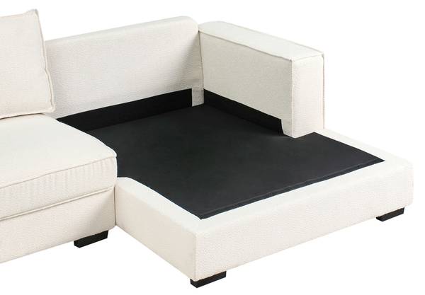 Ecksofa RENDERS Schwarz - Cremeweiß - Weiß