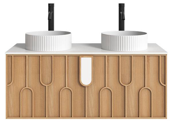 Doppelwaschtisch MERKAN Braun - Holz teilmassiv - 120 x 49 x 50 cm